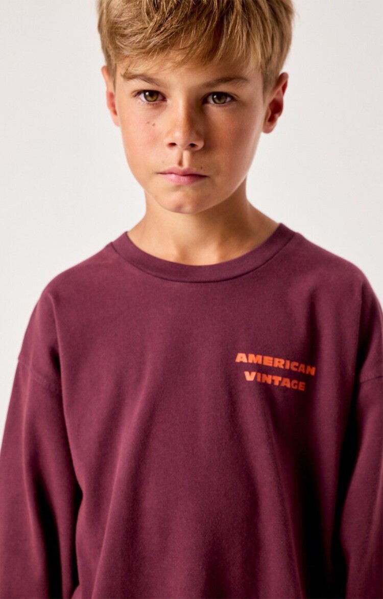 American Vintage FIZVALLEY t-shirt LS - Aubergine Vintage