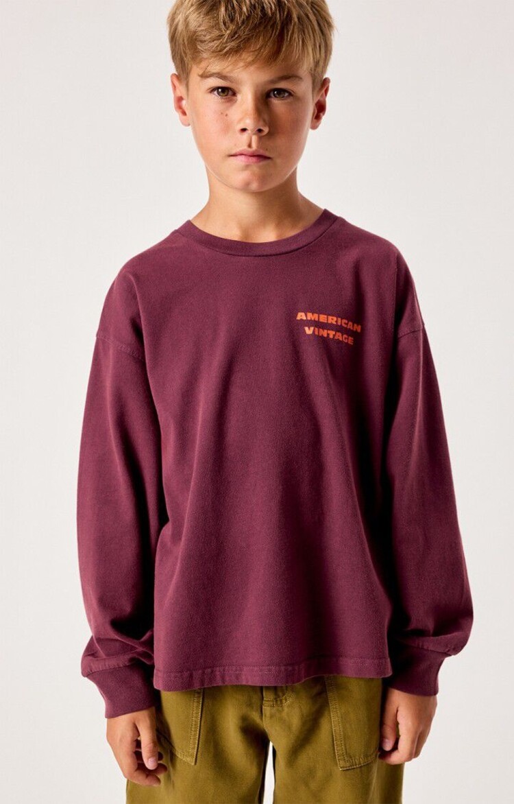 American Vintage FIZVALLEY t-shirt LS - Aubergine Vintage