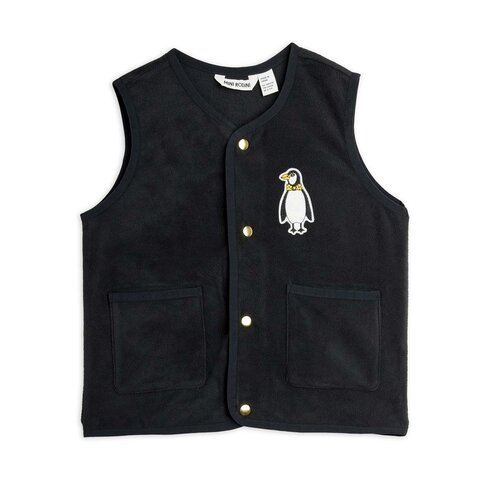Mini Rodini Penguin patch microfleece vest - black