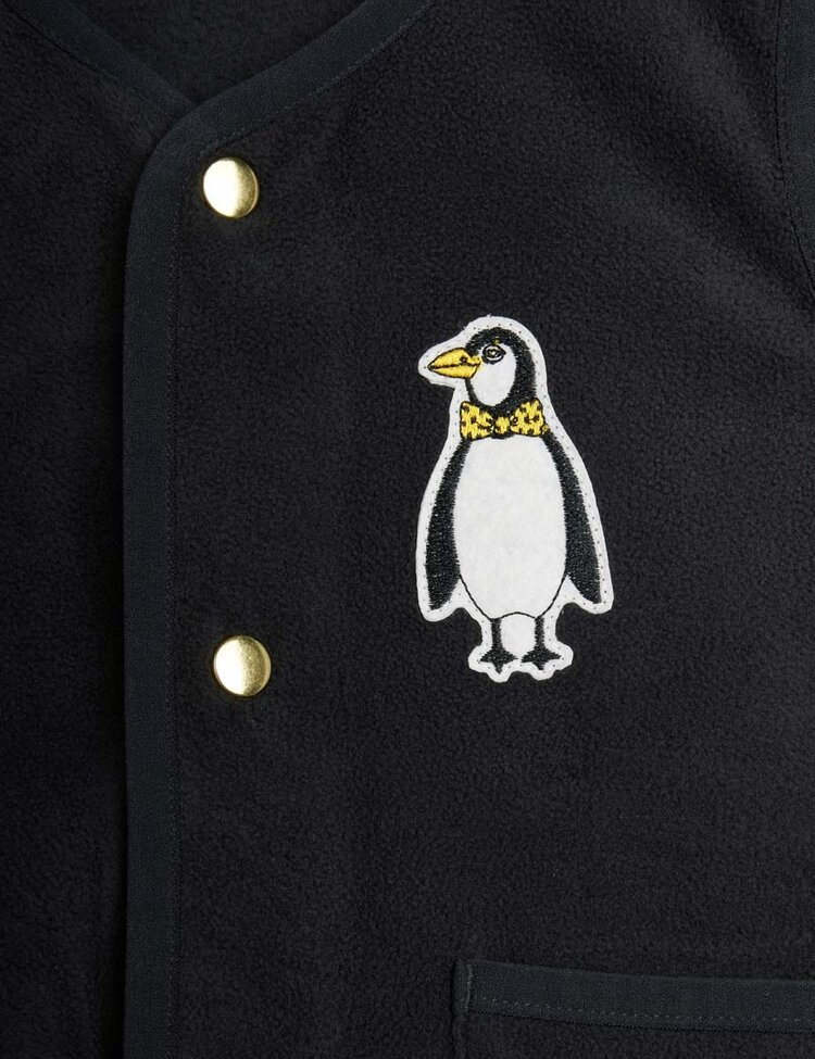 Mini Rodini Penguin patch microfleece vest - black