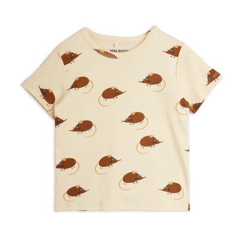 Mini Rodini Elephant shrew aop ss tee - beige