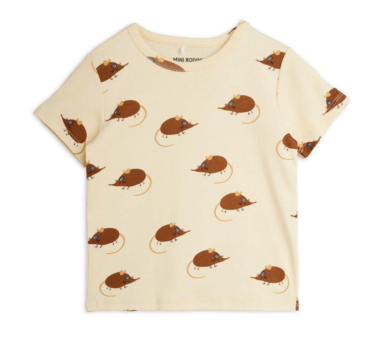Mini Rodini Elephant shrew aop ss tee - beige