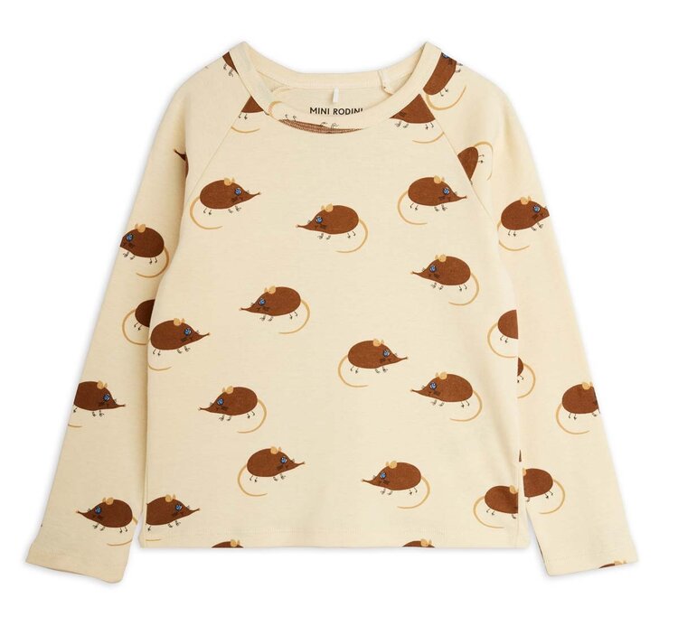 Mini Rodini Elephant shrew aop ls top - beige