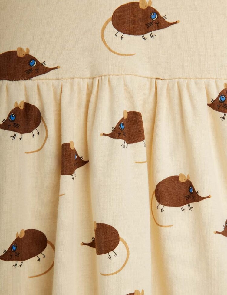Mini Rodini Elephant shrew aop ls dress - beige