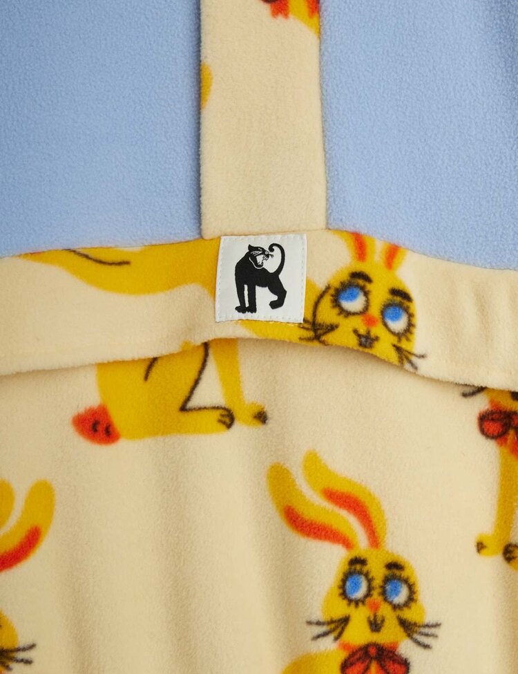 Mini Rodini Rabbits aop fleece halfzip sweater - yellow