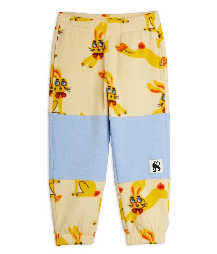 Mini Rodini Rabbit aop fleece trousers - yellow