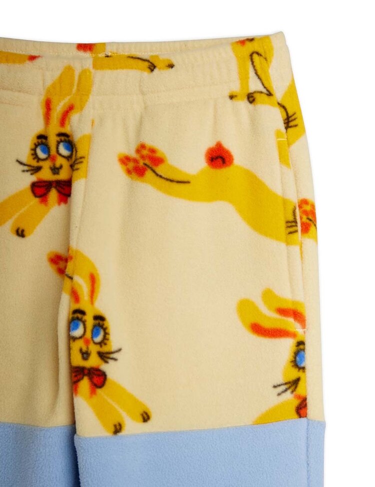 Mini Rodini Rabbit aop fleece trousers - yellow
