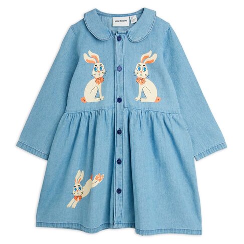 Mini Rodini LW denim rabbit sp woven dress - blue