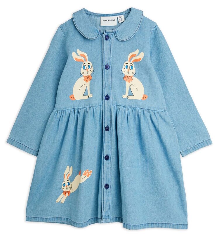 Mini Rodini LW denim rabbit sp woven dress - blue