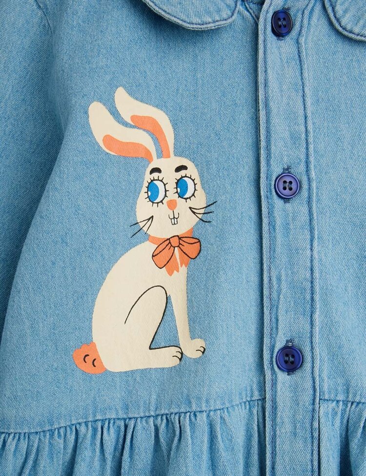 Mini Rodini LW denim rabbit sp woven dress - blue