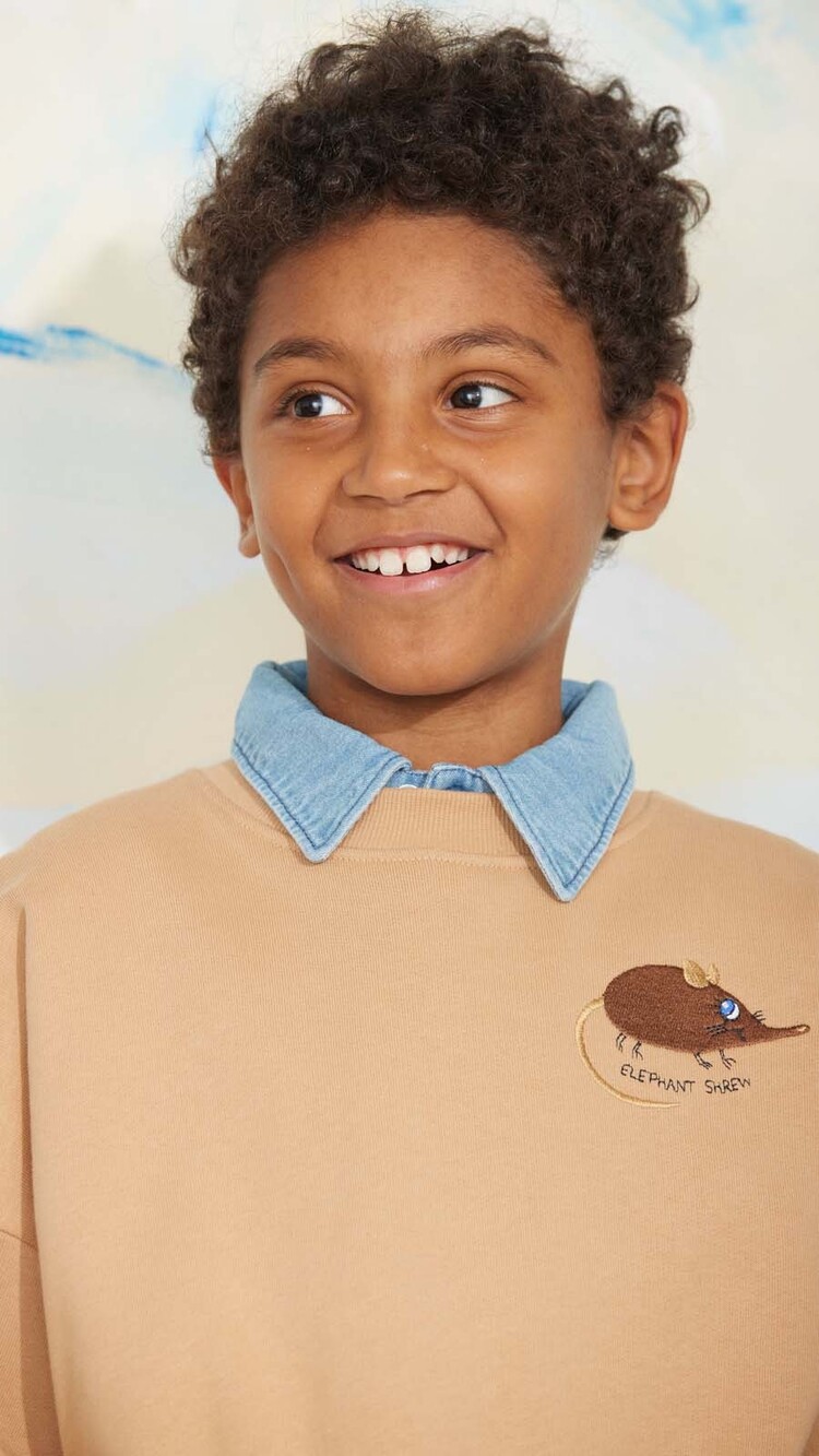 Mini Rodini Elephant shrew emb sweatshirt - beige