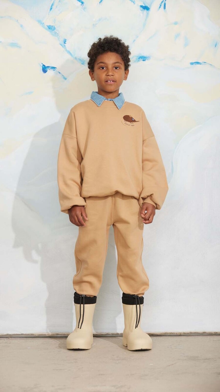 Mini Rodini Elephant shrew emb sweatpants - beige