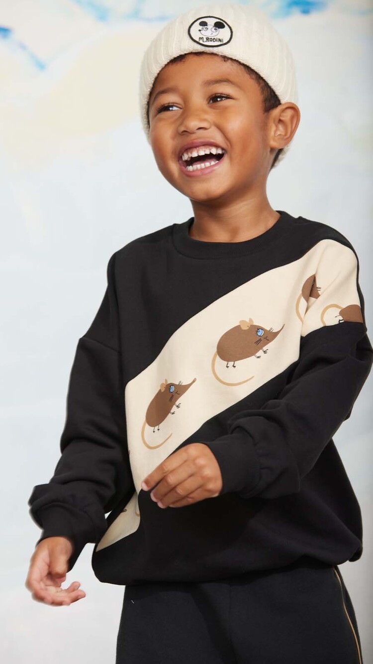 Mini Rodini Elephant shrew panel sweatshirt - black