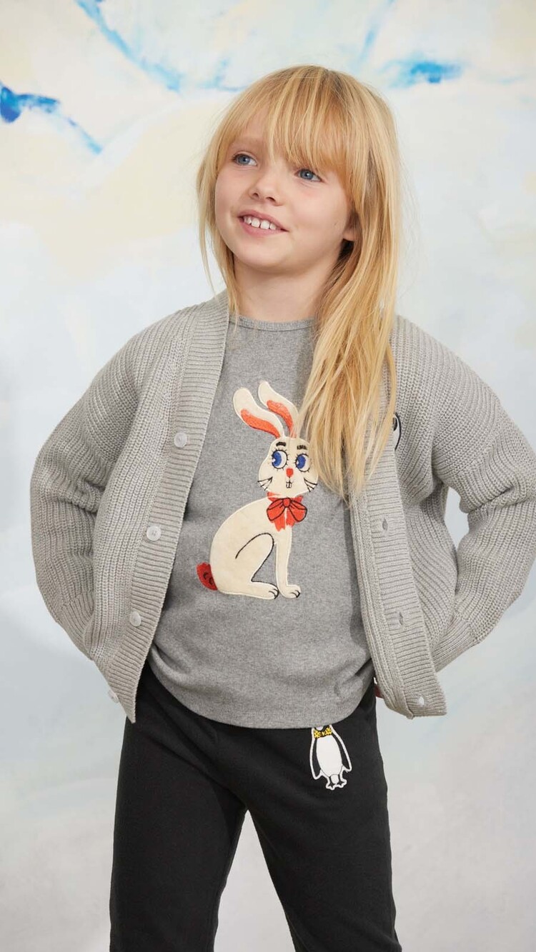 Mini Rodini Rabbit application ls top - grey