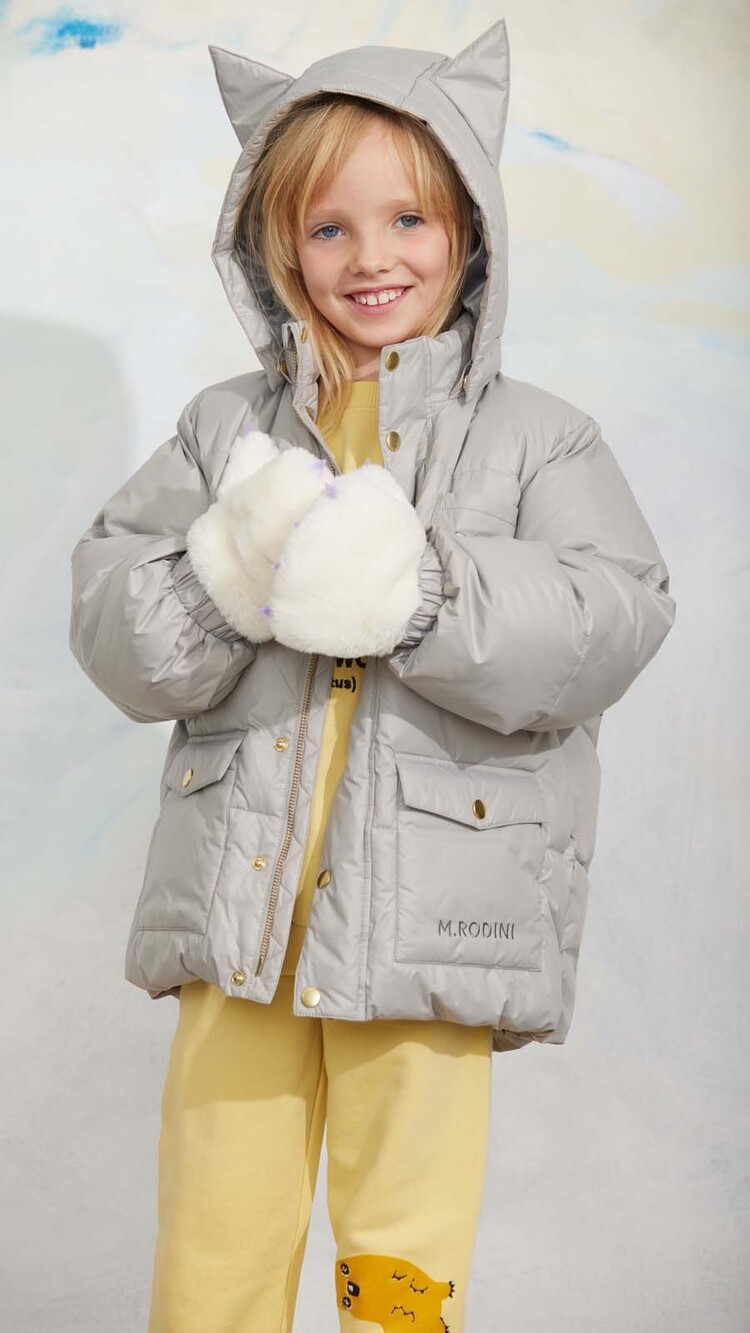 Mini Rodini Cat ears heavy puffer - grey