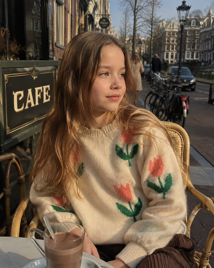 Emile et Ida Pull Intarsia Tulipes - Tulipe Rose