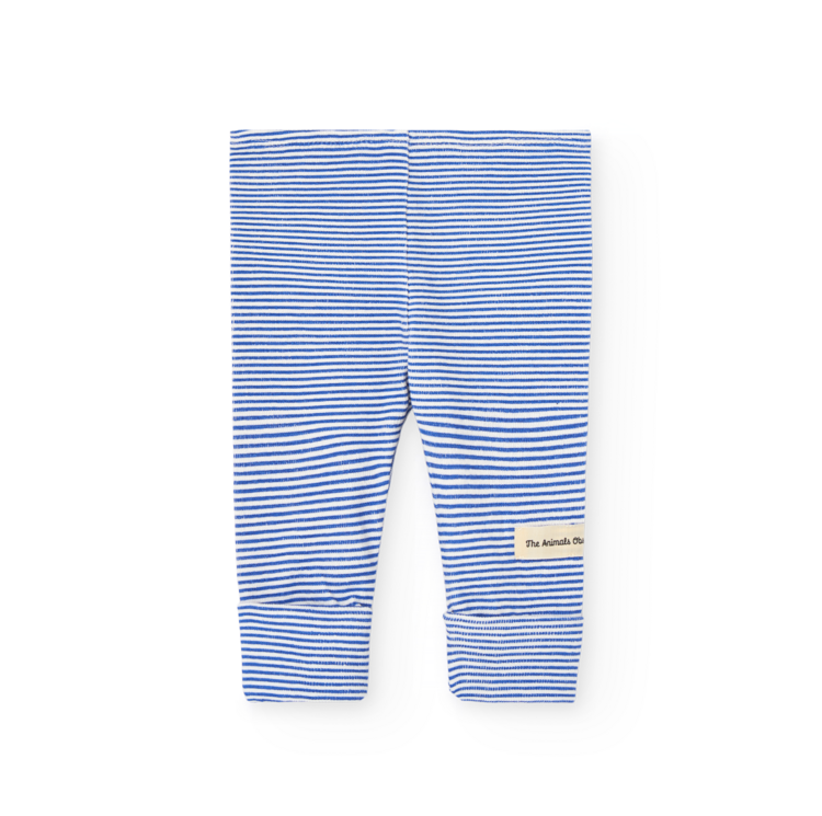 The Animal Observatory Penguin Baby Leggings - blue stripe