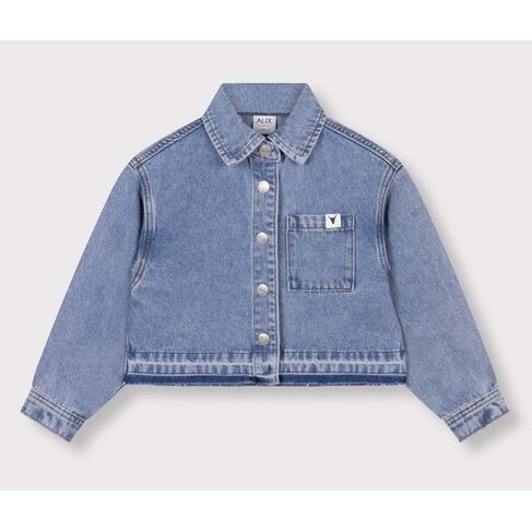ALIX Woven flowy denim blouse - mid denim blue