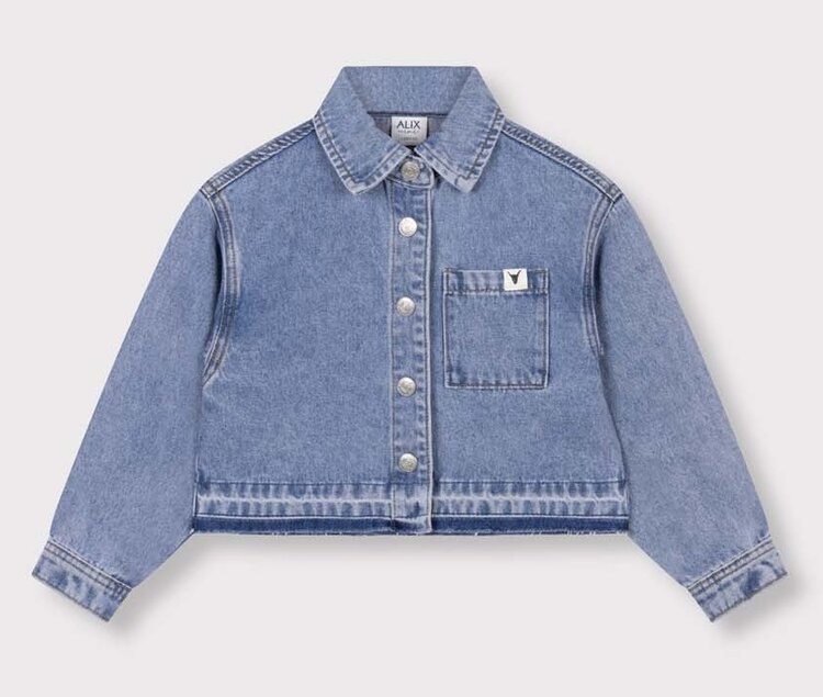 ALIX Woven flowy denim blouse - mid denim blue