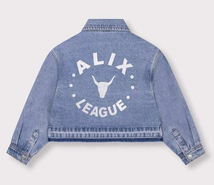 ALIX Woven flowy denim blouse - mid denim blue