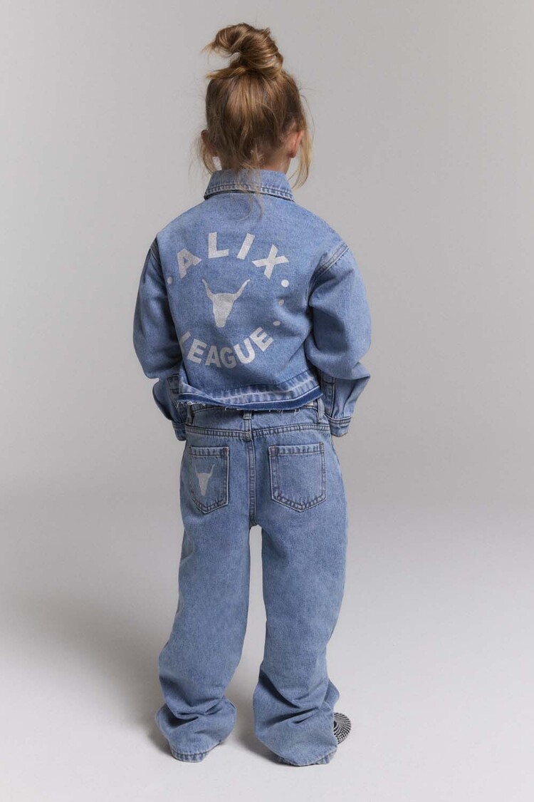 ALIX Woven flowy denim pants - mid denim blue