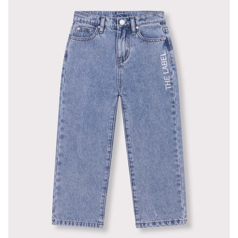 ALIX Woven flowy denim pants - mid denim blue