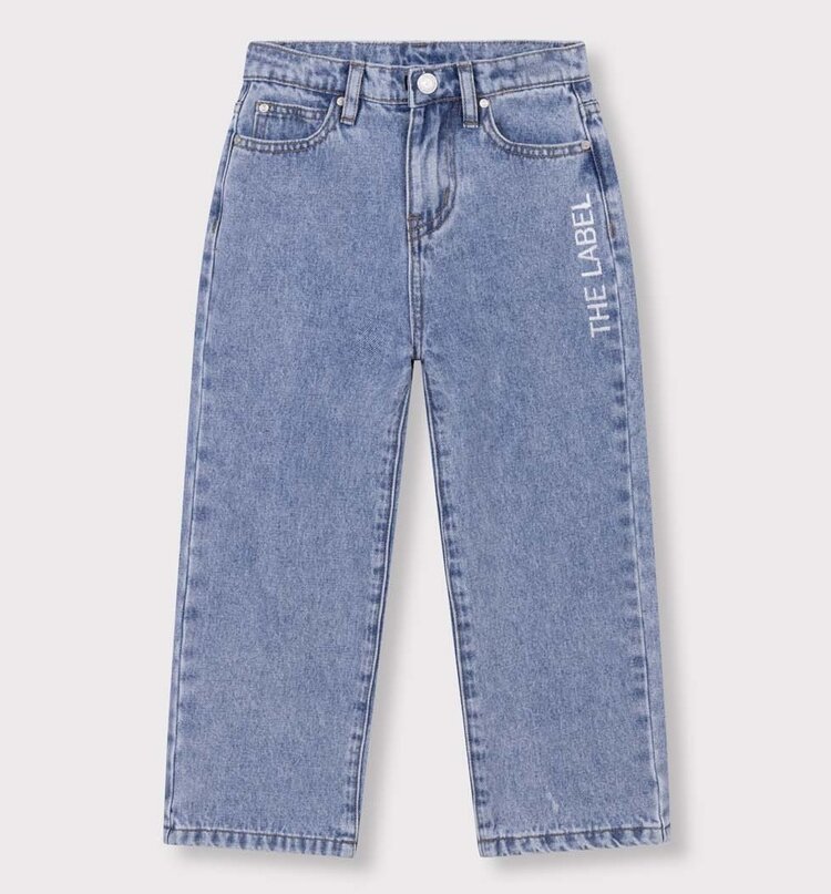 ALIX Woven flowy denim pants - mid denim blue