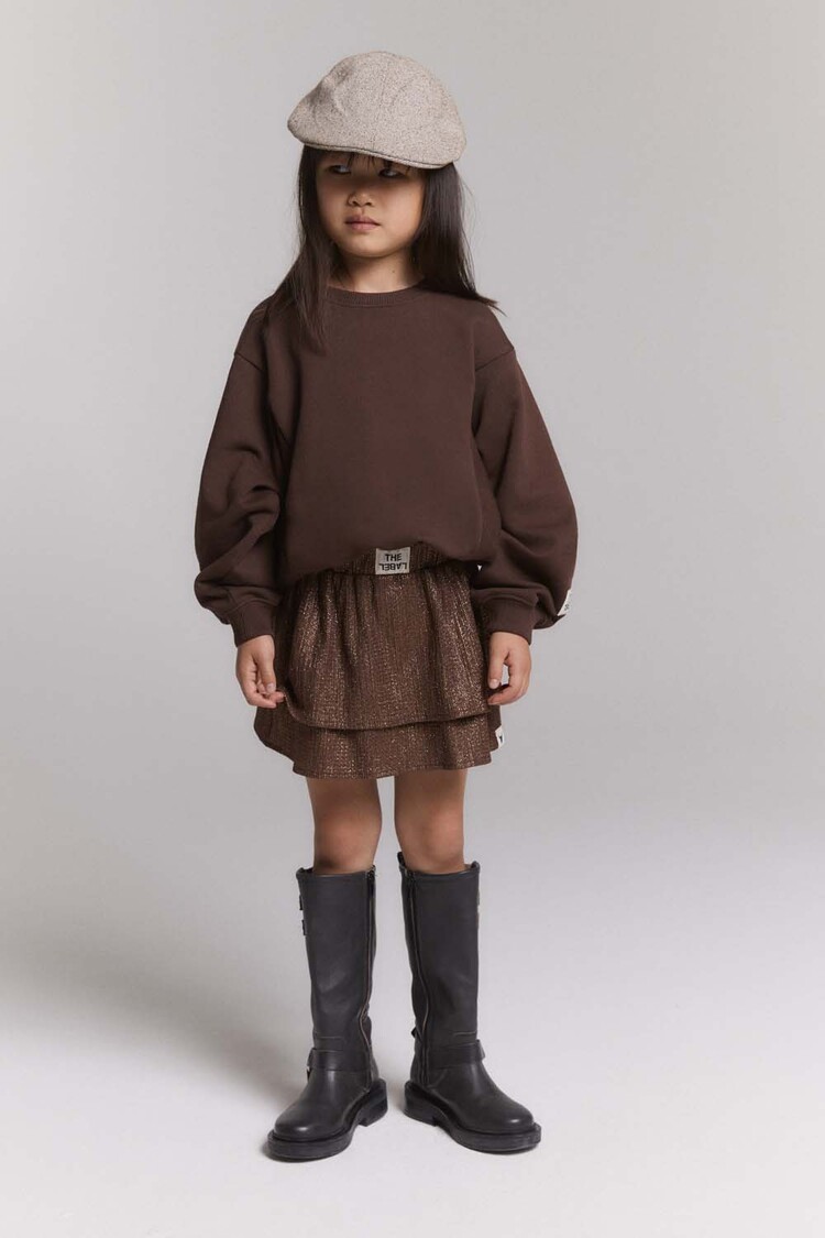ALIX Knitted shiny skirt - warm brown