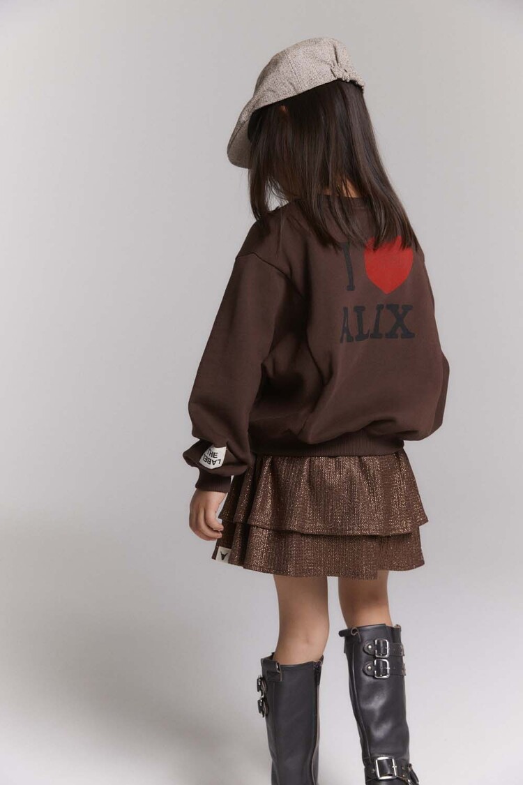 ALIX Knitted shiny skirt - warm brown