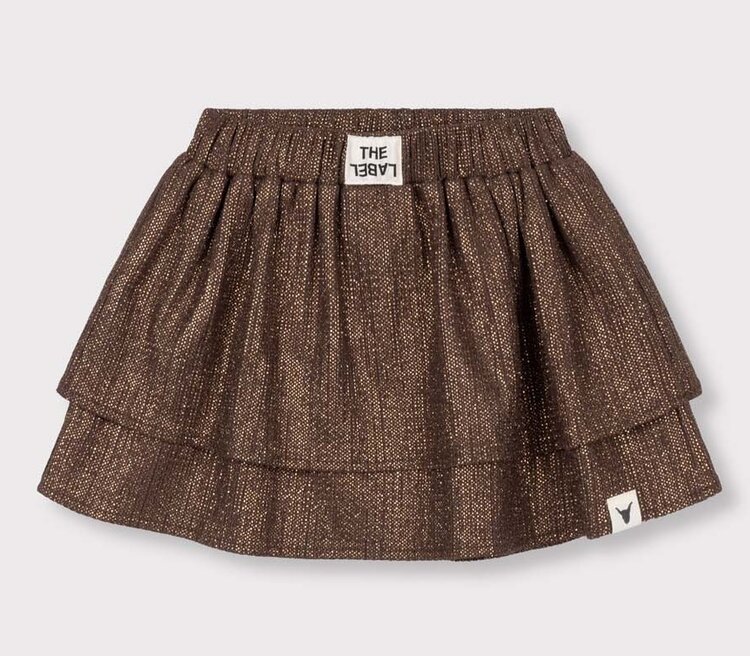 ALIX Knitted shiny skirt - warm brown