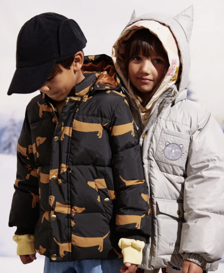 Mini Rodini Cat ears heavy puffer - grey