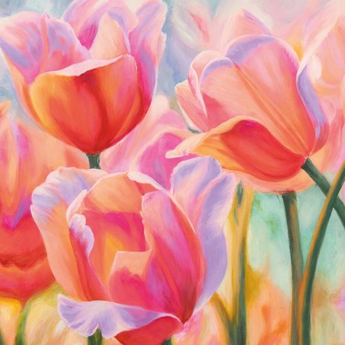MondiArt Schilderij glas 80x80cm Tulpen1 MondiArt Schilderij glas 80x80cm Tulpen1