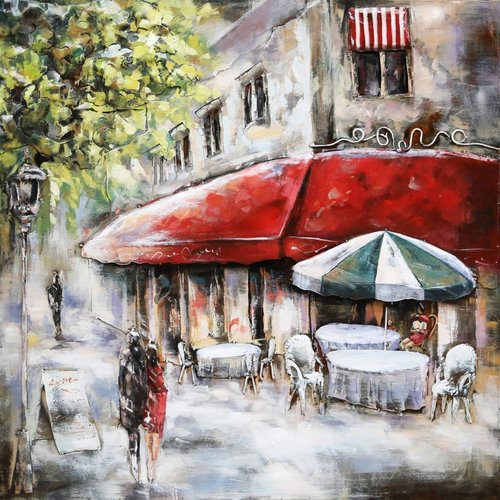 Eliassen 3D schilderij metaal 100x100cm Paris Cafe 2 Eliassen 3D schilderij metaal 100x100cm Paris Cafe 2