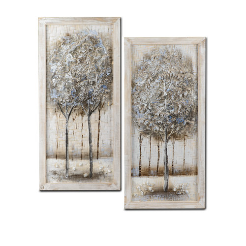Olieverf schilderijen set Tweeluik Bomen Olieverf schilderijen set Tweeluik Bomen