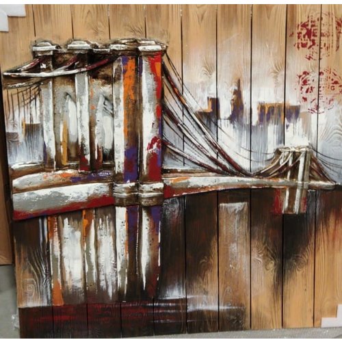 Schilderij 3d hout 90x90cm Brug Schilderij 3d hout 90x90cm Brug
