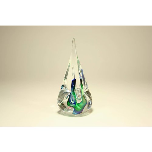 Kristalglas Druppel groen/blauw vierkant 12cm Kristalglas Druppel groen/blauw vierkant 12cm