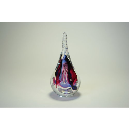 Druppel kristalglazen groen/violet rond 12cm Druppel kristalglazen groen/violet rond 12cm