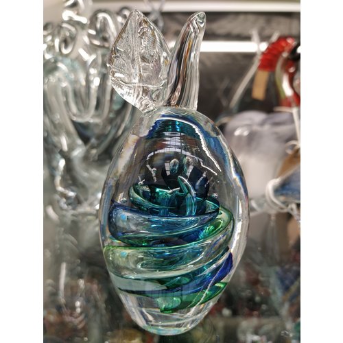 Kristalglazen beeld Fruit pruim groen/blauw 13cm Kristalglazen beeld Fruit pruim groen/blauw 13cm