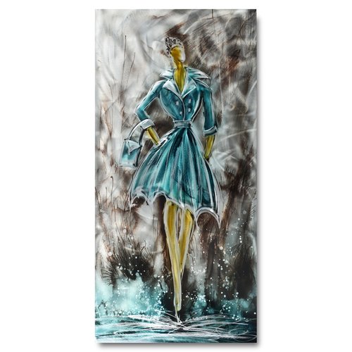 Schilderij aluminium Vrouw in blauw 60x120cm Schilderij aluminium Vrouw in blauw 60x120cm