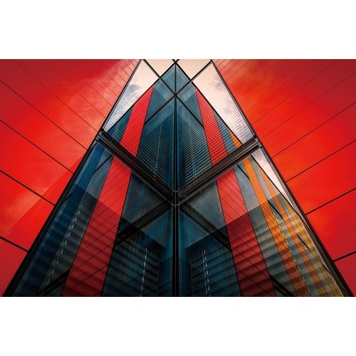 Ter Halle Glasschilderij 80 x120 cm Rood gebouw Ter Halle Glasschilderij 80 x120 cm Rood gebouw