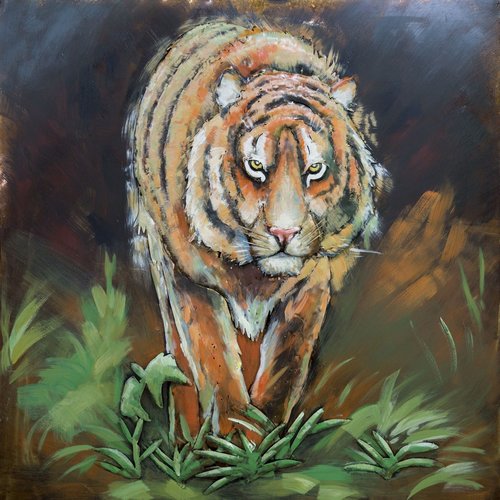 Eliassen Metalen 3d schilderij Tijger 100x100cm Eliassen Metalen 3d schilderij Tijger 100x100cm