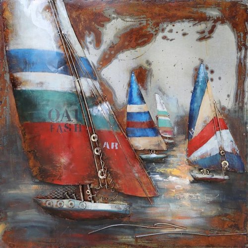 Eliassen Metalen schilderij 3d 100x100cm Regatta 4 Eliassen Metalen schilderij 3d 100x100cm Regatta 4