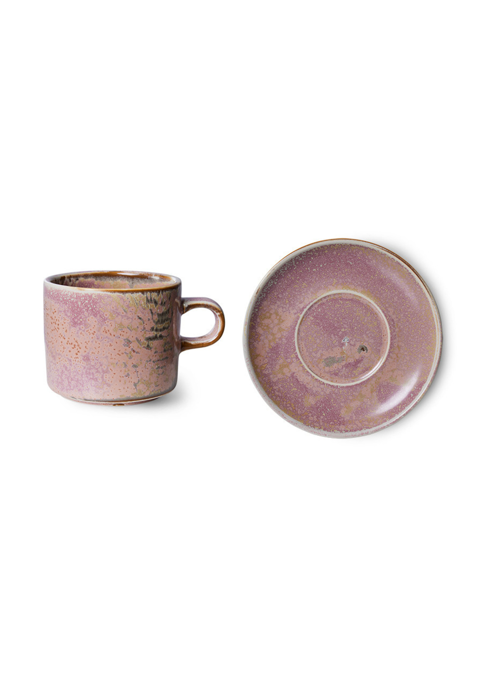 HKliving Chef ceramics: cup and saucer, rustic pink