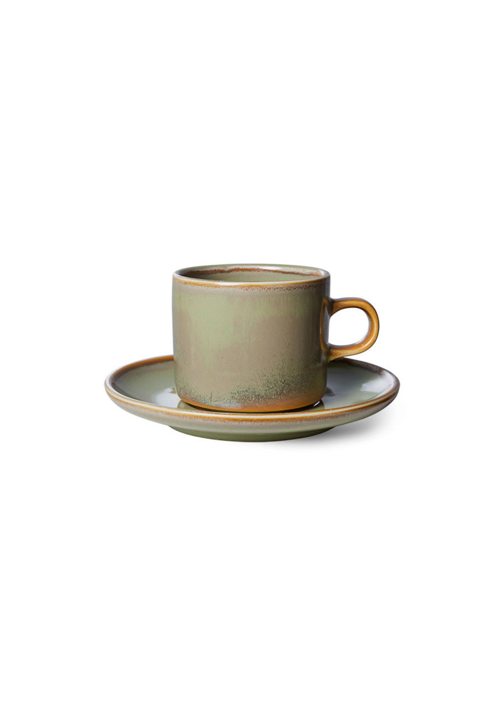 HKliving Chef ceramics: cup and saucer, moss green