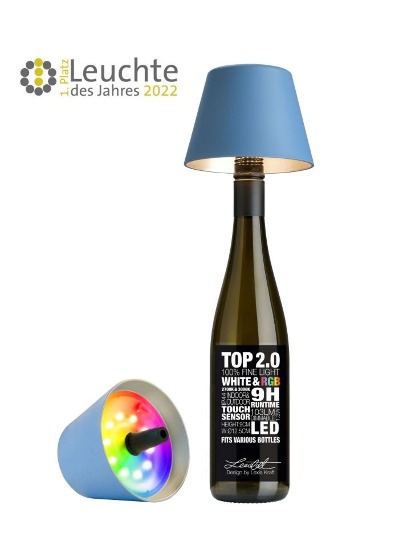 Sompex TOP 2.0 RGBW flesverlichting oplaadbaar - Blauw