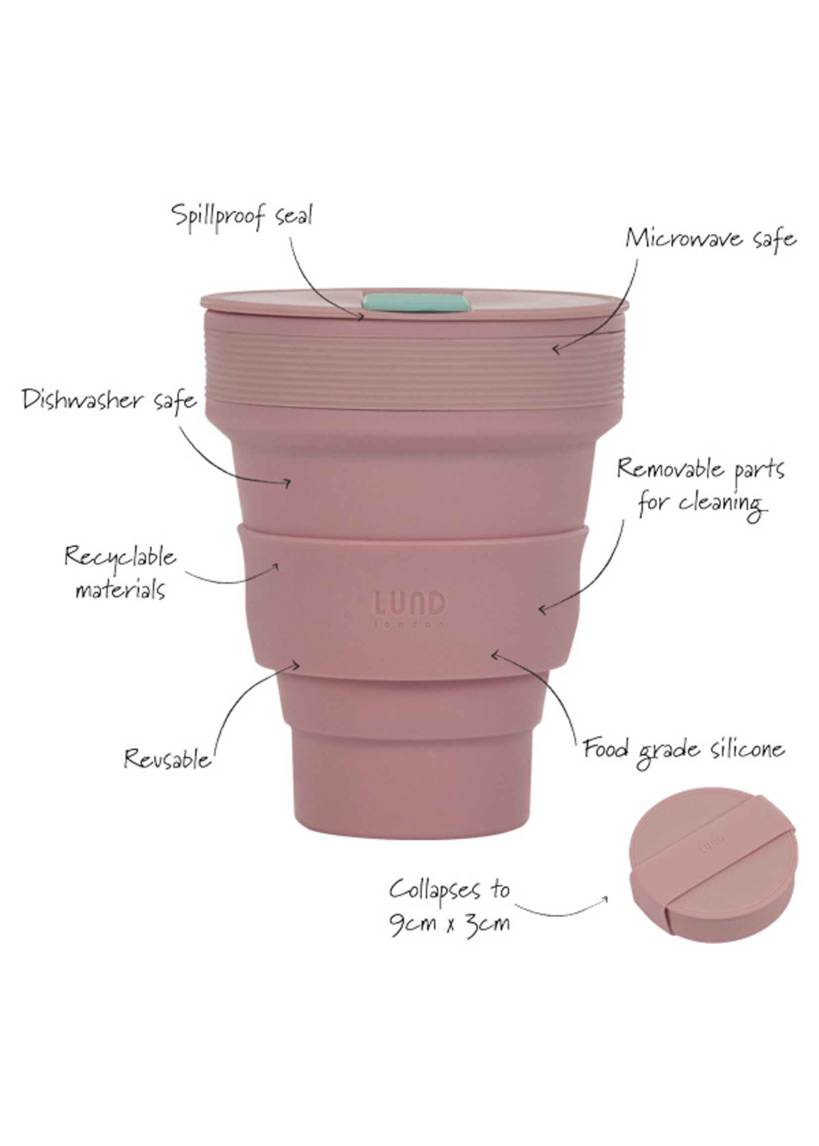 LUND London Collapsible coffee cup - Pink