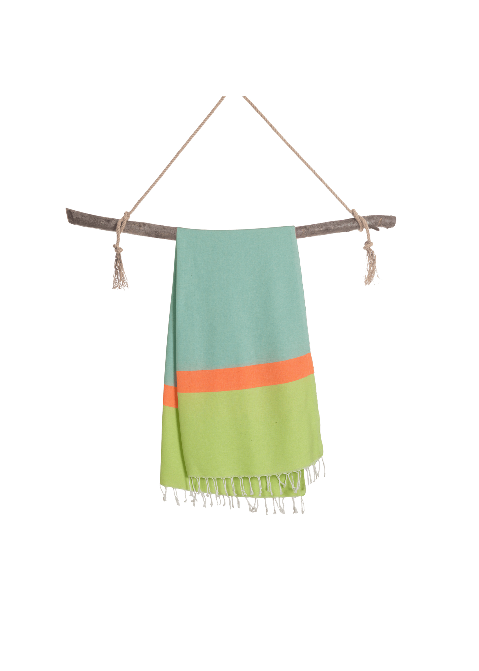 Towel to Go NEON Beach & Pool Towel | Turkish Hammam Towel | Recycled Cotton | Green - Blue, with Recycled Gift Box