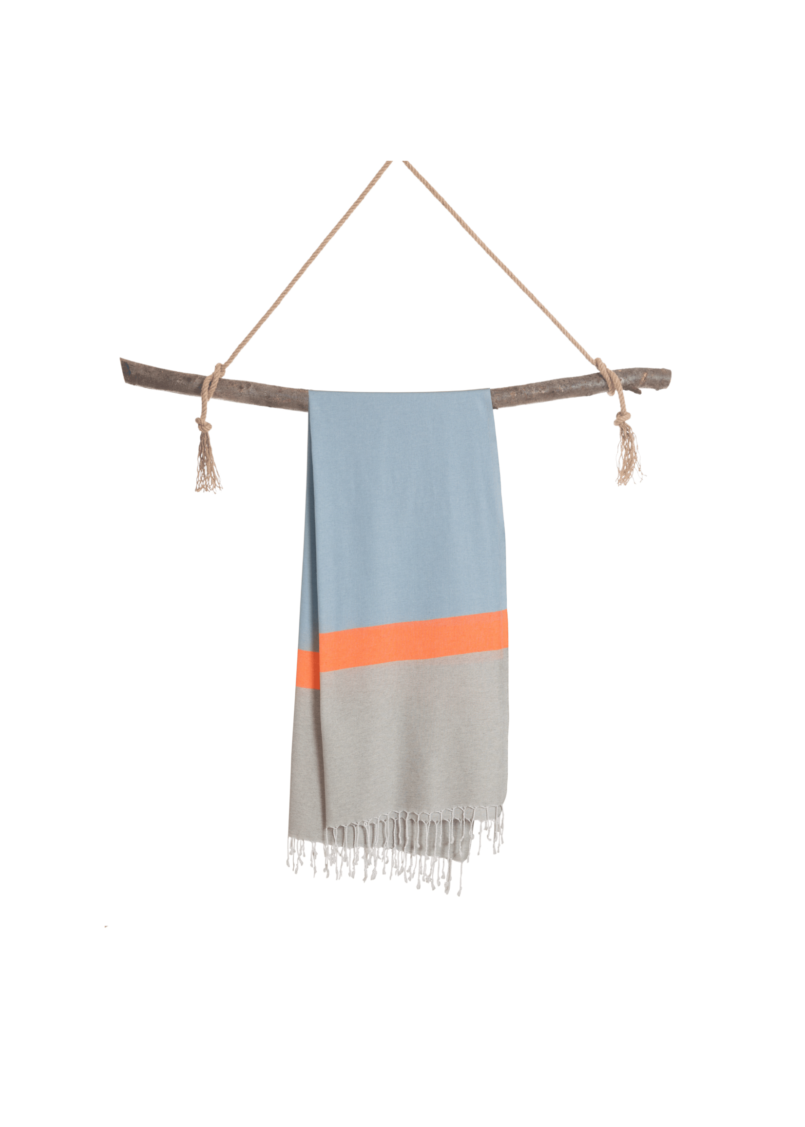 Towel to Go NEON Beach & Pool Towel | Turkish Hammam Towel | Recycled Cotton | Blue - Grey, with Recycled Gift Box