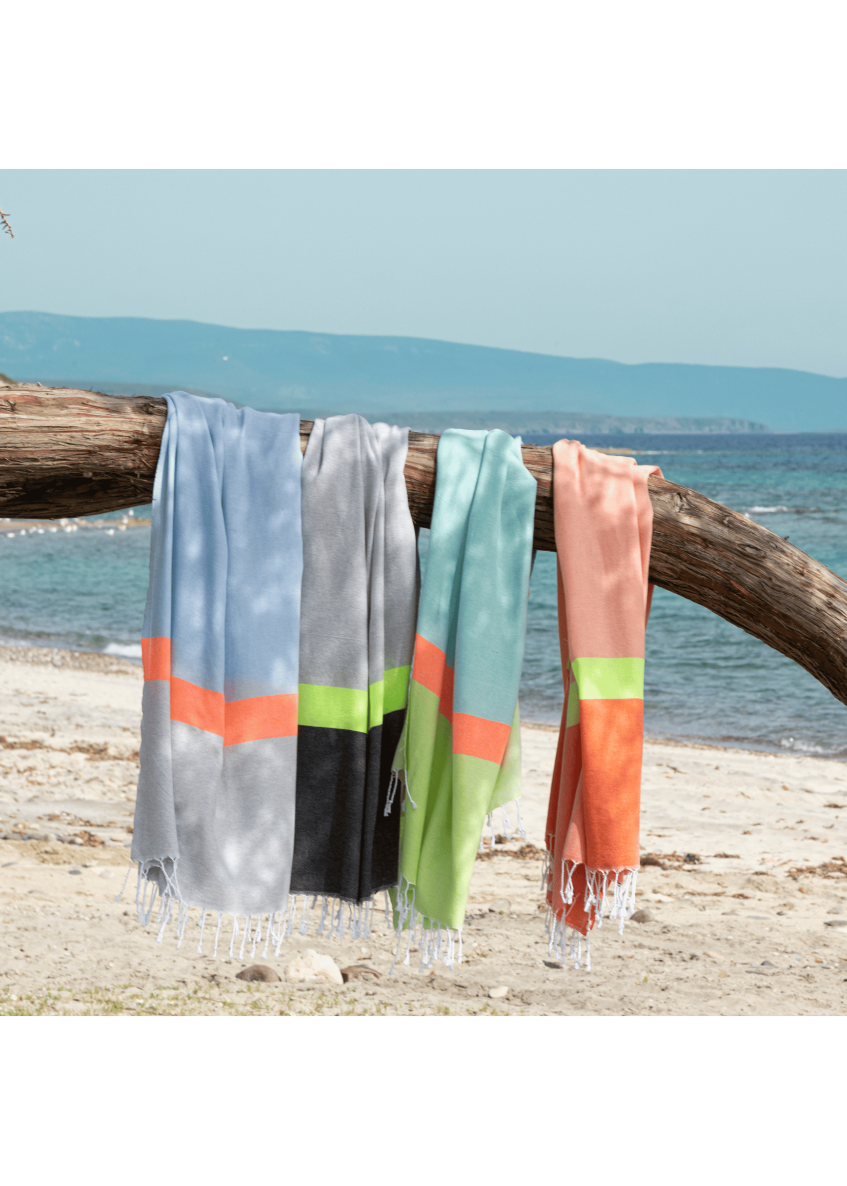 Towel to Go NEON Beach & Pool Towel | Turkish Hammam Towel | Recycled Cotton | Grey - Black, with Recycled Gift Box