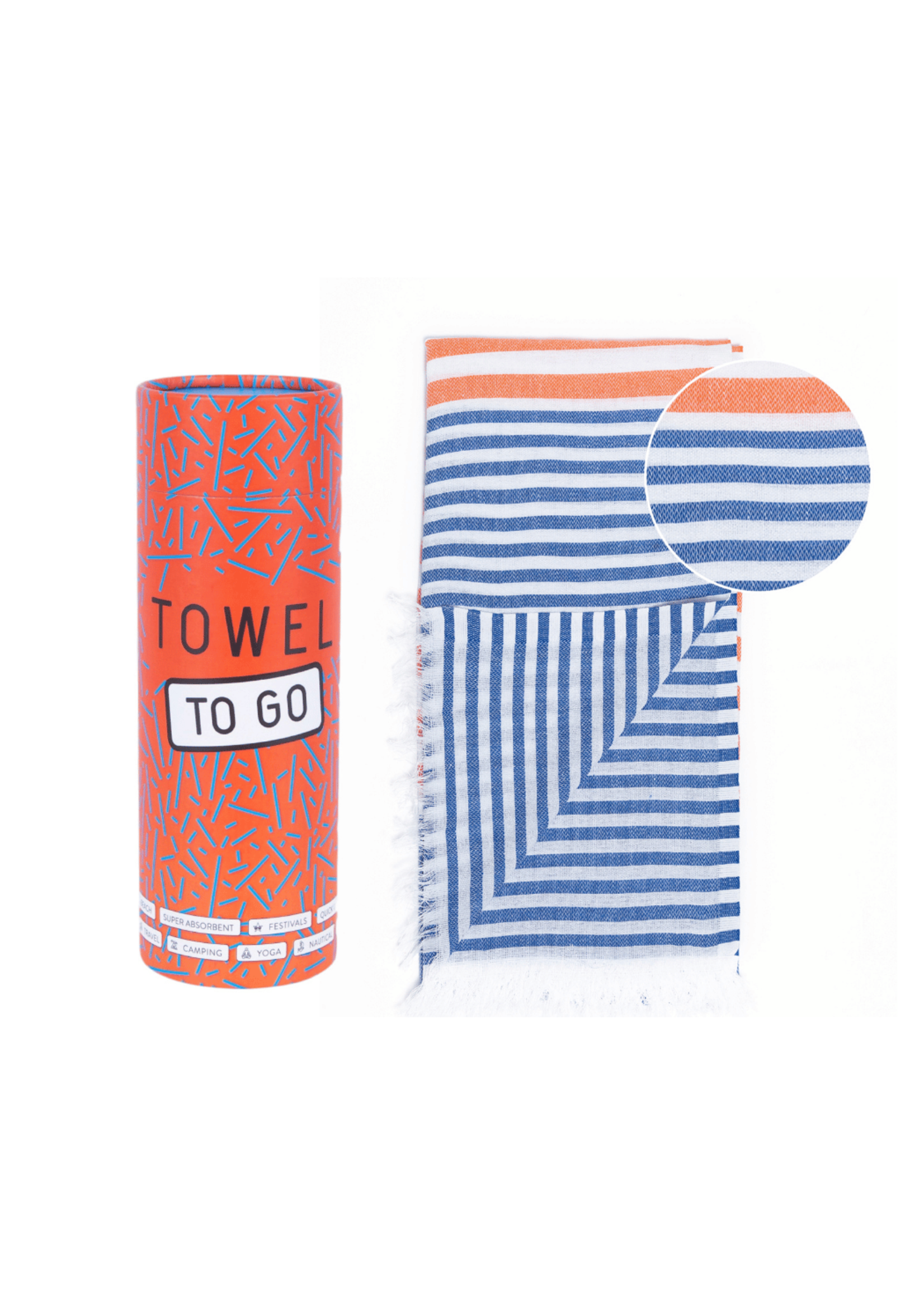 Towel to Go BALI Beach & Pool Towel | Turkish Hammam Towel | Royal - Orange, with Recycled Gift Box